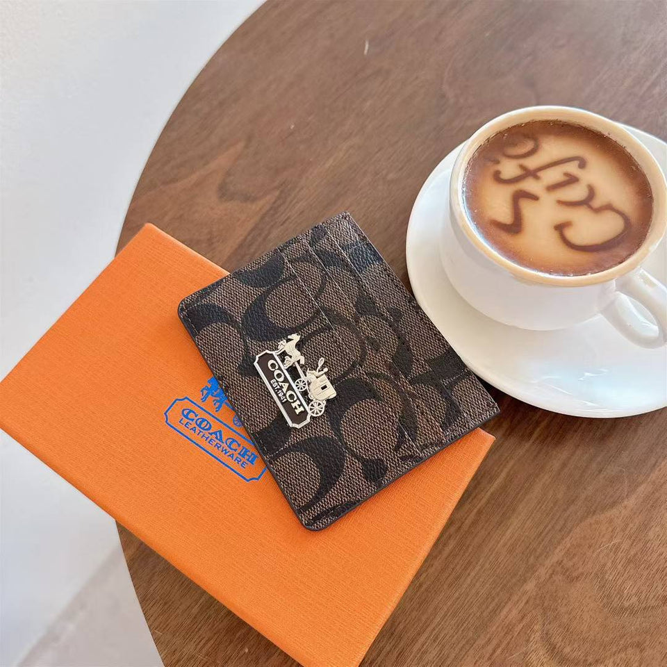 Coach Signature Canvas Wallet Card Holder