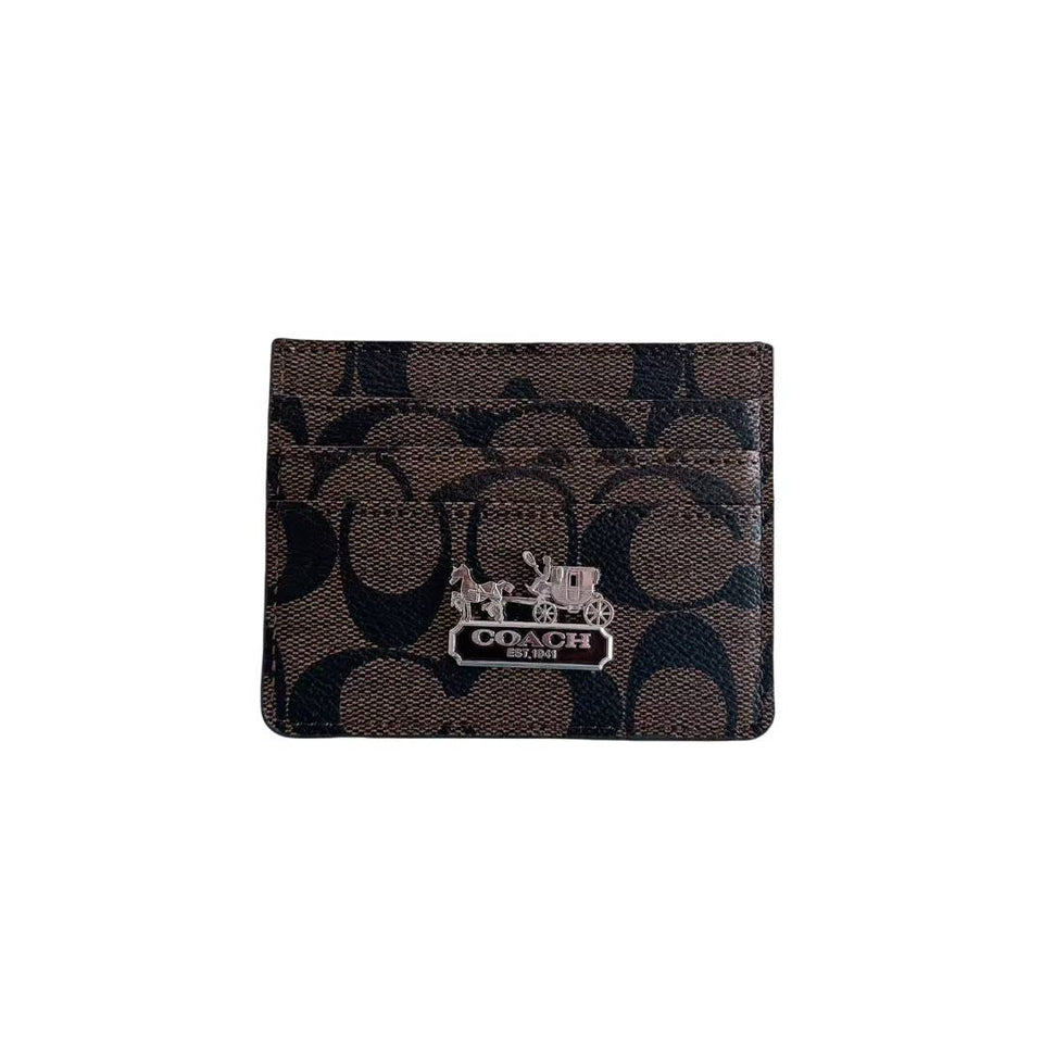 Coach Signature Canvas Wallet Card Holder