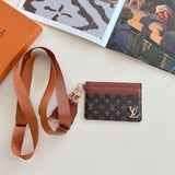 Monogram Lanyard Card Holder ID Wallet with Strap