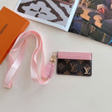 Monogram Lanyard Card Holder ID Wallet with Strap