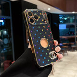 cc Glitter Heart Luxury Phone Case for iPhone 17 with Iconic Double-C Logo