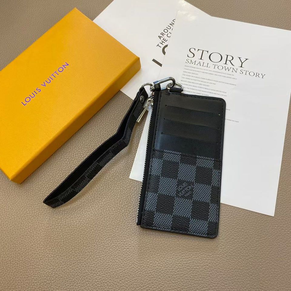 louis vuitton & gucci Luxury Zipper Card Holder Wallet with Wrist Strap
