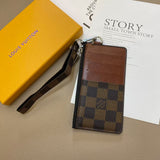 louis vuitton & gucci Luxury Zipper Card Holder Wallet with Wrist Strap