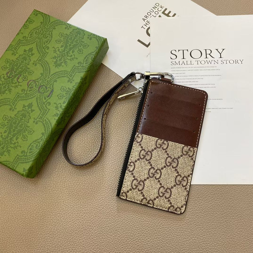 louis vuitton & gucci Luxury Zipper Card Holder Wallet with Wrist Strap