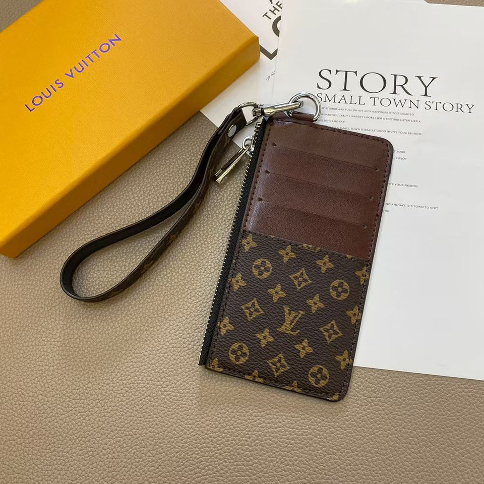 louis vuitton & gucci Luxury Zipper Card Holder Wallet with Wrist Strap