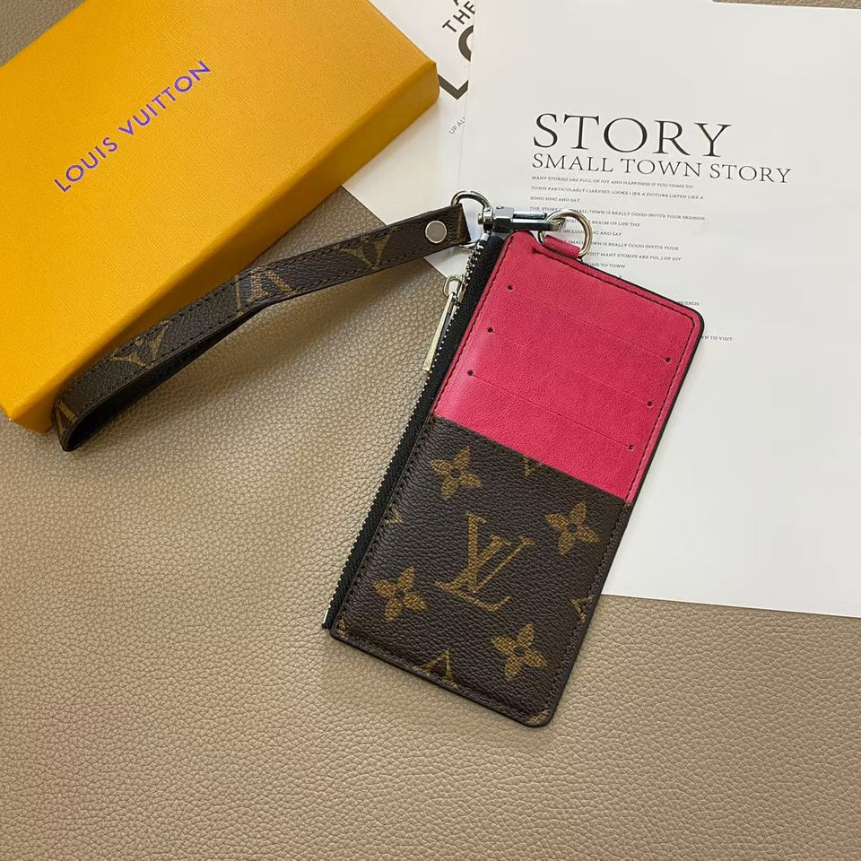 louis vuitton & gucci Luxury Zipper Card Holder Wallet with Wrist Strap