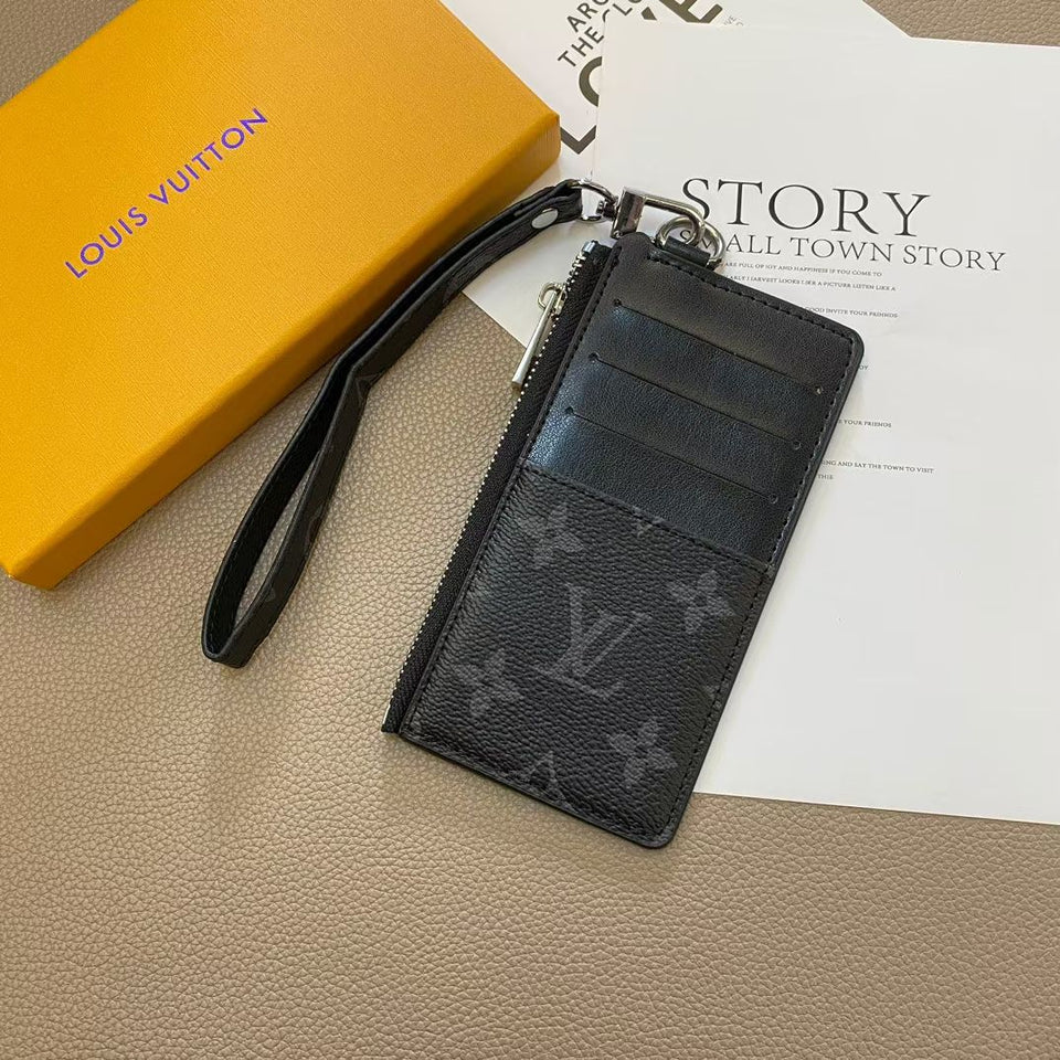 louis vuitton & gucci Luxury Zipper Card Holder Wallet with Wrist Strap