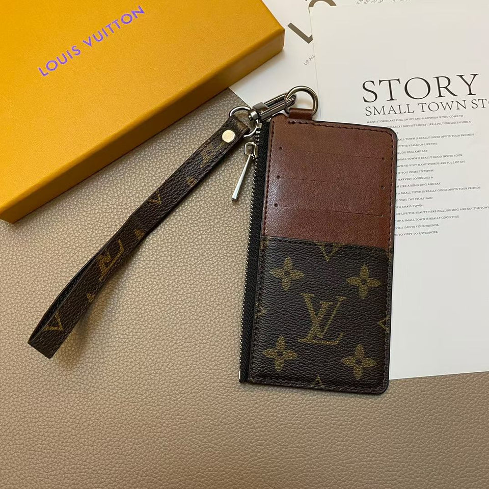 louis vuitton & gucci Luxury Zipper Card Holder Wallet with Wrist Strap