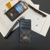 Coach Signature Zip Card Holder Wallet with Wrist Strap Compact Luxury Card Case