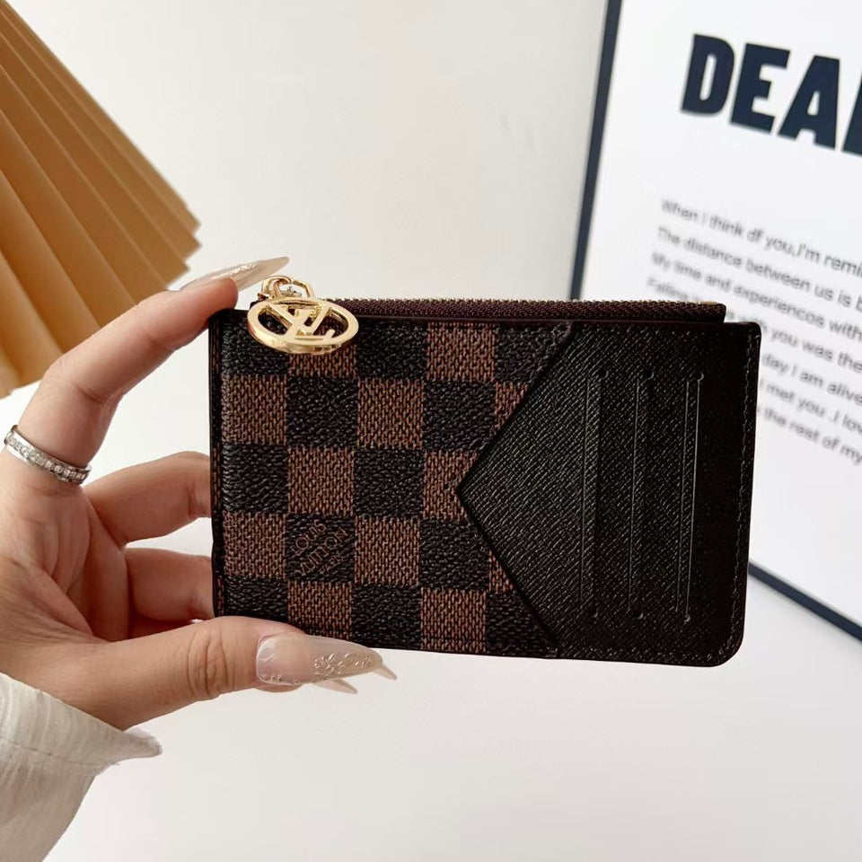 louis vuitton gucci and Burberry Luxury Zip Card Holder Wallet with Keyring Compact Designer Card Case
