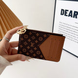 louis vuitton gucci and Burberry Luxury Zip Card Holder Wallet with Keyring Compact Designer Card Case