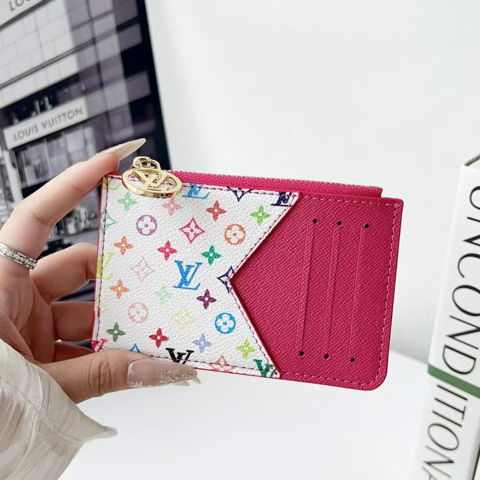 louis vuitton gucci and Burberry Luxury Zip Card Holder Wallet with Keyring Compact Designer Card Case