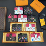 louis vuitton Multicolor Monogram Luxury Zip Card Holder Wallet Compact Designer Card Case