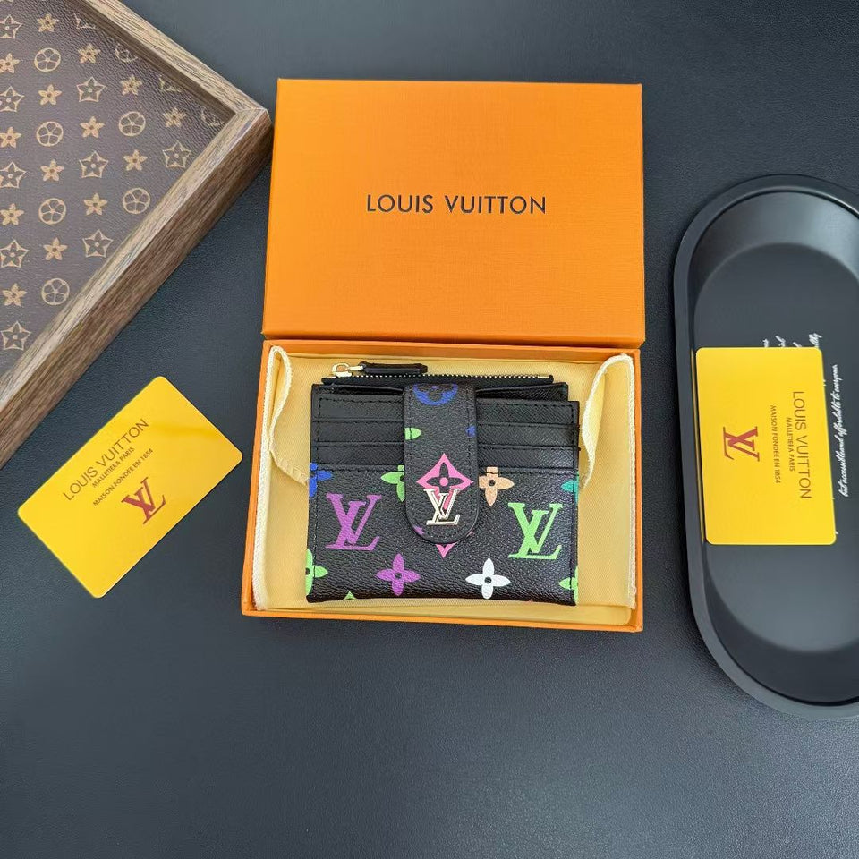 louis vuitton Multicolor Monogram Luxury Zip Card Holder Wallet Compact Designer Card Case