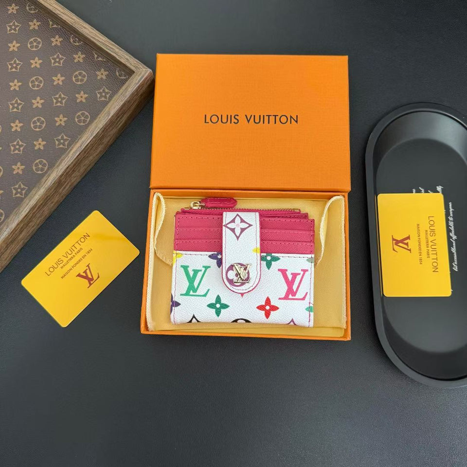 louis vuitton Multicolor Monogram Luxury Zip Card Holder Wallet Compact Designer Card Case