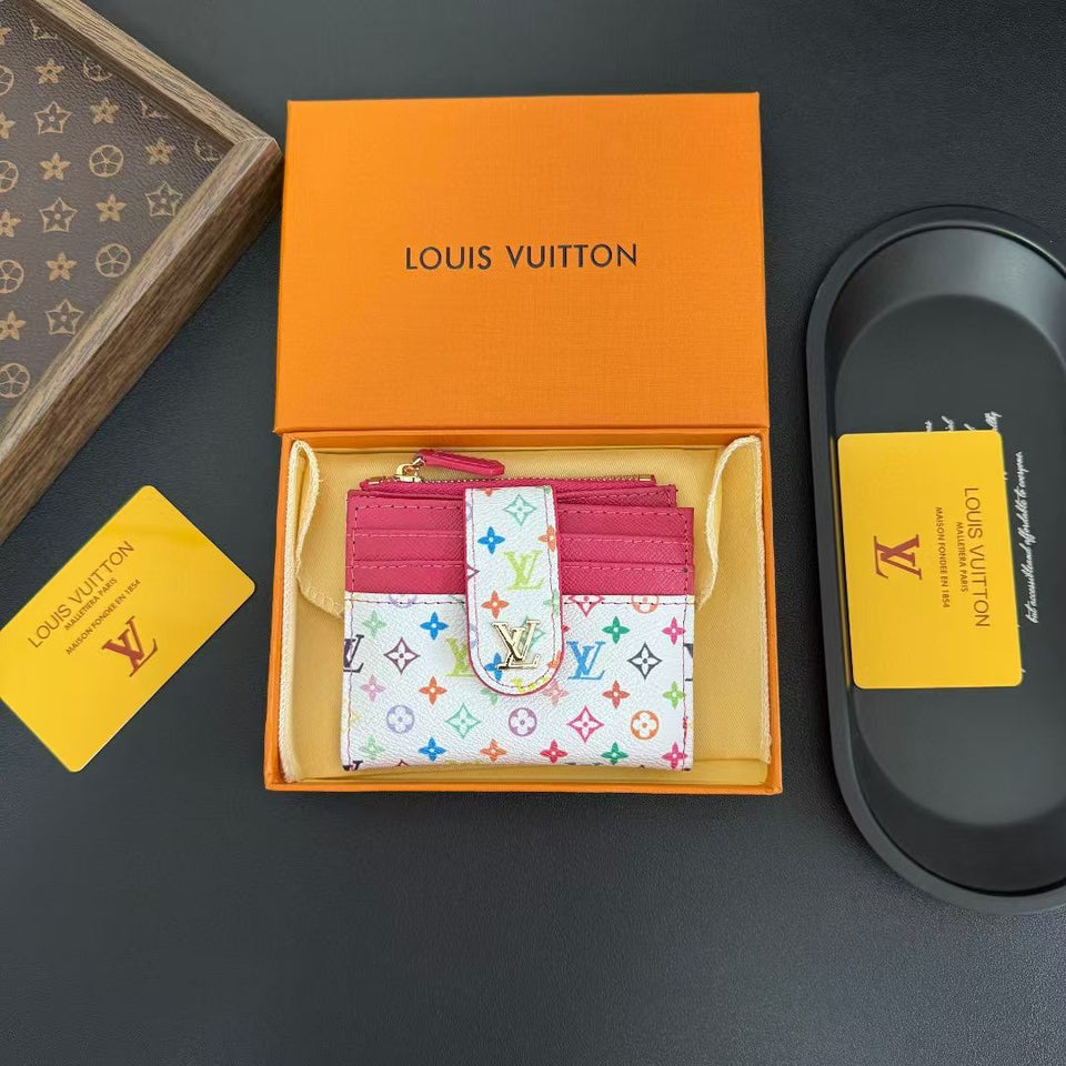louis vuitton Multicolor Monogram Luxury Zip Card Holder Wallet Compact Designer Card Case