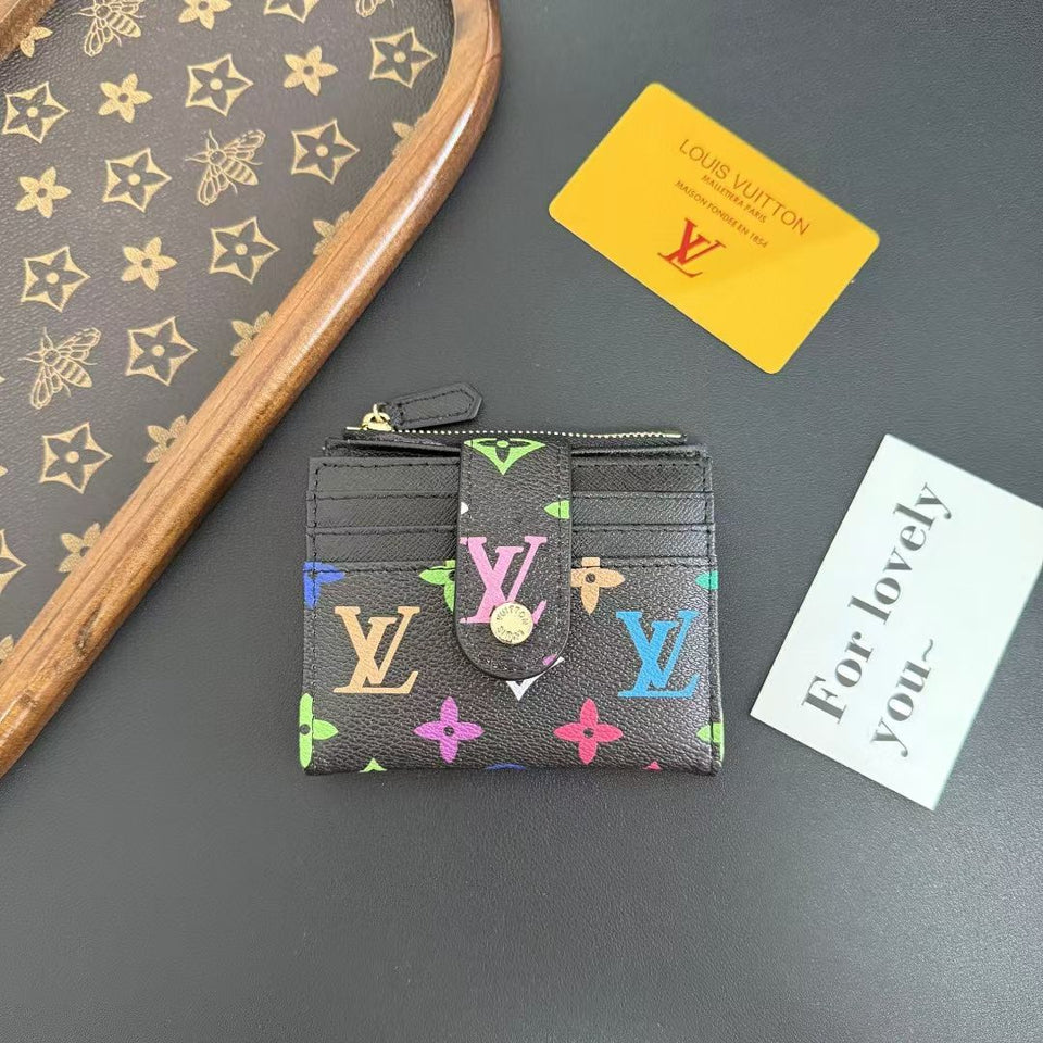 louis vuitton Multicolor Monogram Luxury Zip Card Holder Wallet Compact Designer Card Case