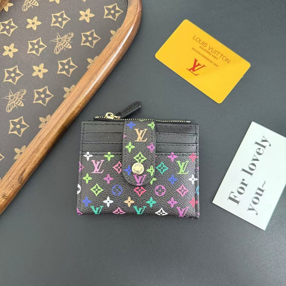 louis vuitton Multicolor Monogram Luxury Zip Card Holder Wallet Compact Designer Card Case