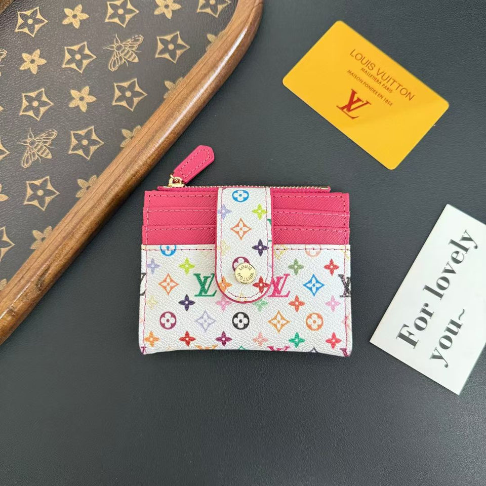 louis vuitton Multicolor Monogram Luxury Zip Card Holder Wallet Compact Designer Card Case