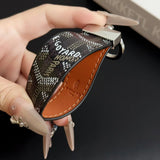 Goyard Signature Canvas Keychain with Leather Strap Luxury Designer Key Holder Available in 7 Colors
