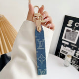 louis vuitton Monogram Canvas Keychain with Leather Strap Luxury Designer Key Holder