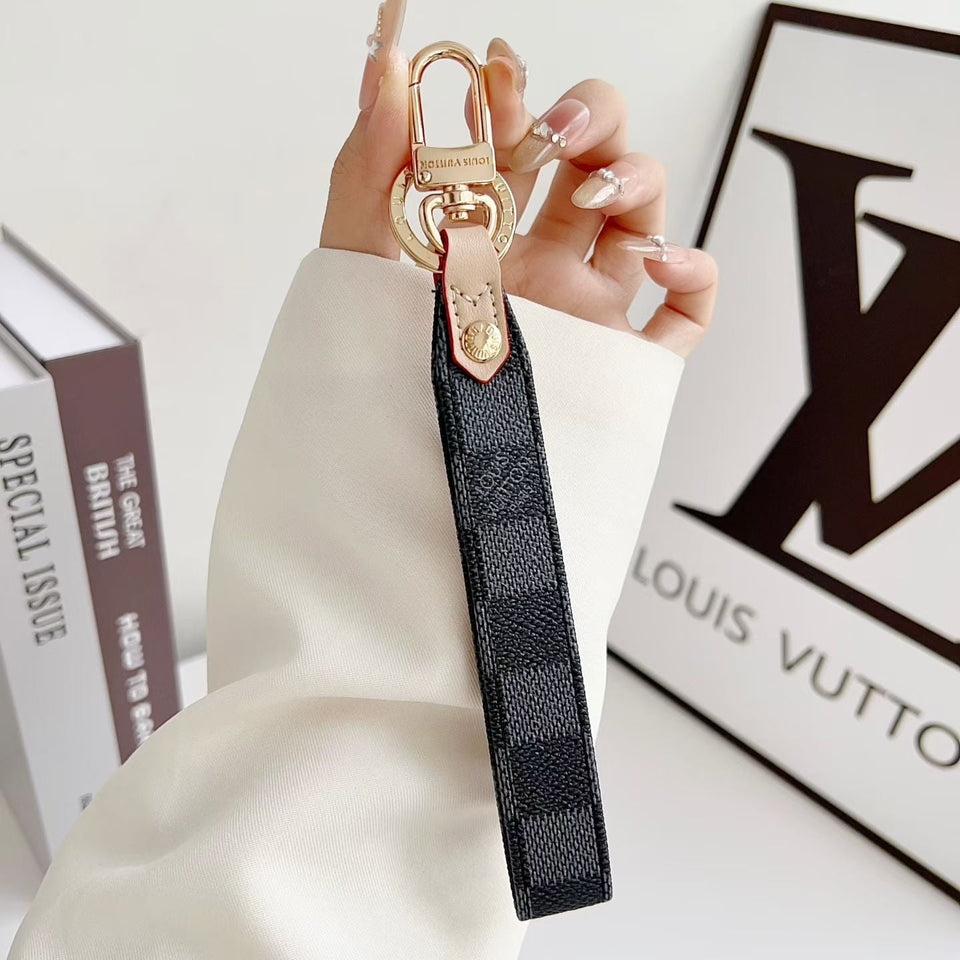 louis vuitton Monogram Canvas Keychain with Leather Strap Luxury Designer Key Holder