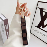 louis vuitton Monogram Canvas Keychain with Leather Strap Luxury Designer Key Holder