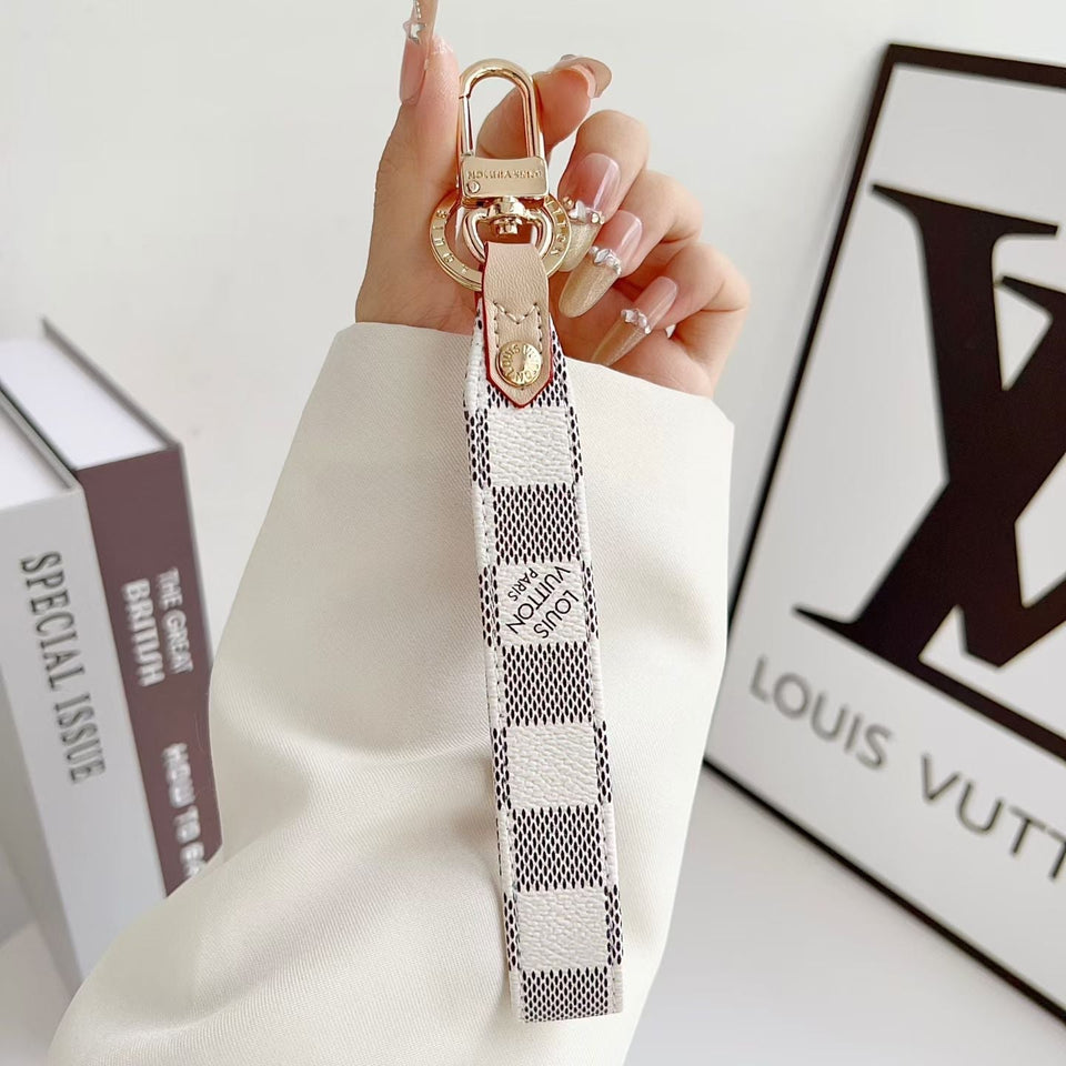 louis vuitton Monogram Canvas Keychain with Leather Strap Luxury Designer Key Holder