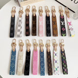 louis vuitton Monogram Canvas Keychain with Leather Strap Luxury Designer Key Holder