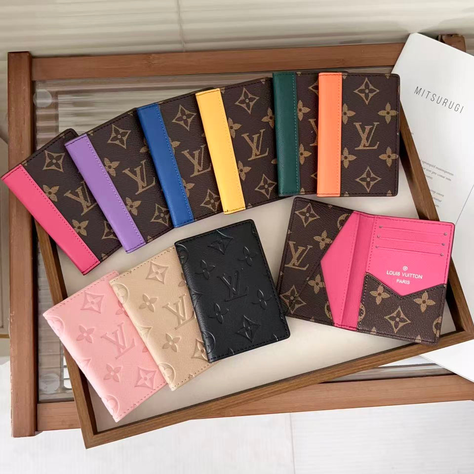 louis vuitton Slim Card Holder Wallet with Monogram Canvas and Color Accent Luxury Designer Card Case
