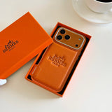 Hermès Leather Wallet Phone Case with Card Holder for iPhone 13 to iPhone 17 Pro Max