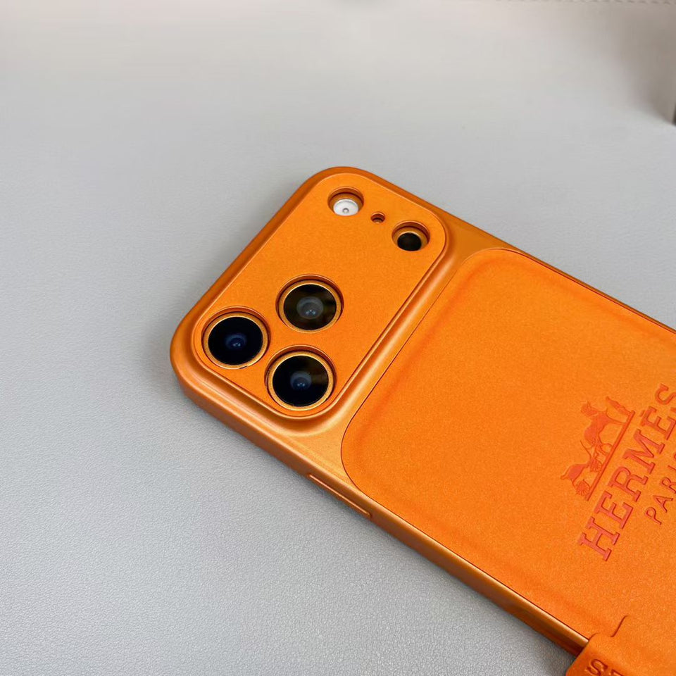 Hermes Leather Card Holder Phone Case for iPhone 14 to iPhone 17 Pro Max