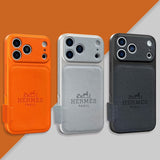 Hermes Leather Card Holder Phone Case for iPhone 14 to iPhone 17 Pro Max