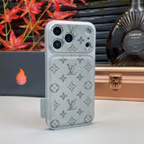 louis vuitton Monogram Leather Card Holder Phone Case for iPhone 14 to iPhone 17 Pro Max