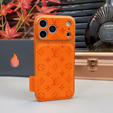 louis vuitton Monogram Leather Card Holder Phone Case for iPhone 14 to iPhone 17 Pro Max