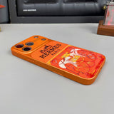 Hermes Paris Orange Phone Case for iPhone 14 to iPhone 17 Pro Max Designer Style Back Cover
