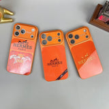 Hermes Paris Orange Phone Case for iPhone 14 to iPhone 17 Pro Max Designer Style Back Cover