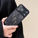 Chrome Hearts Inspired Cross Design Phone Case for iPhone 14 to iPhone 17 Pro Max