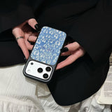 Dior Inspired Blue Pattern Phone Case for iPhone 14 to iPhone 17 Pro Max