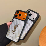YSL Golden Signature Case Parisian Luxury Style for iPhone 14 to 17 Pro Max