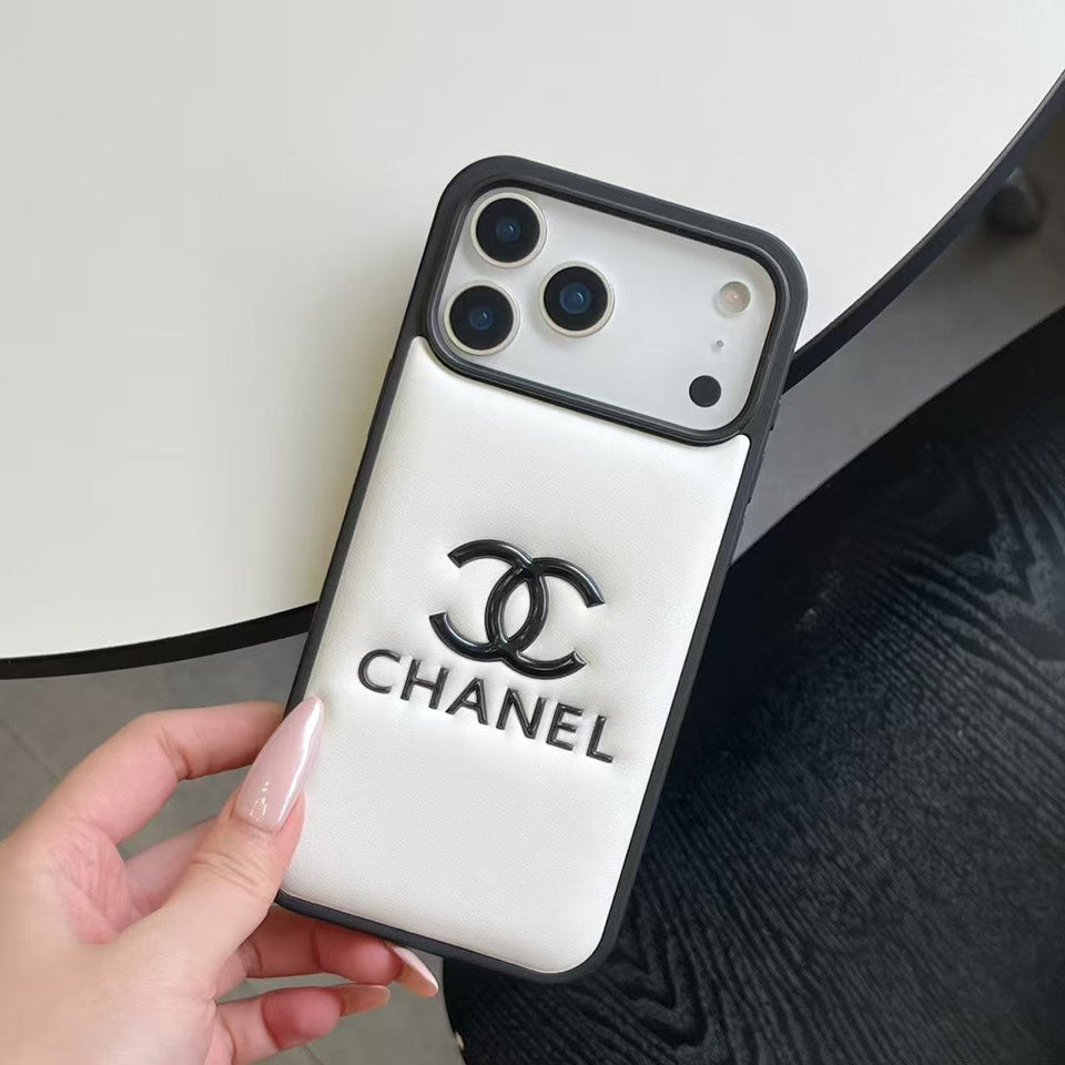 cc Quilted Signature Case Elegant Luxury Style for iPhone 14 to 17 Pro Max