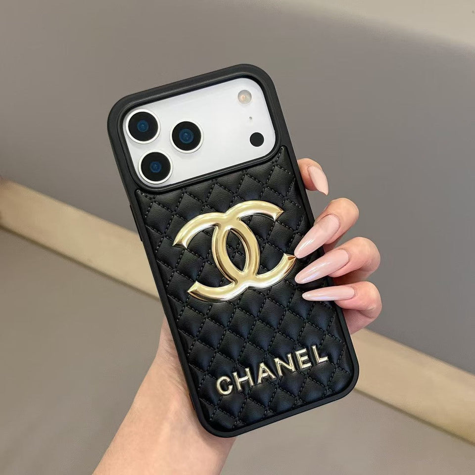 cc Quilted Signature Case Elegant Luxury Style for iPhone 14 to 17 Pro Max