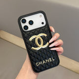 cc Quilted Signature Case Elegant Luxury Style for iPhone 14 to 17 Pro Max