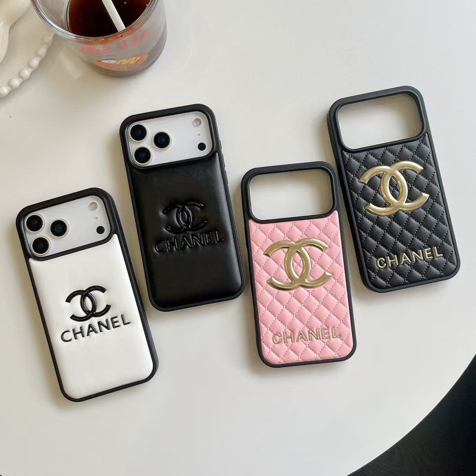 cc Quilted Signature Case Elegant Luxury Style for iPhone 14 to 17 Pro Max