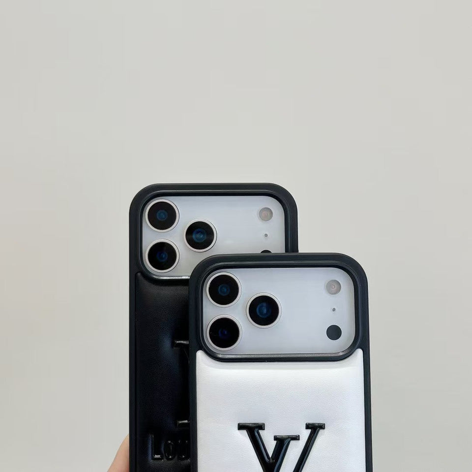 louis vuitton Embossed Logo Luxury Case for iPhone 13 to 17 Pro Max