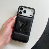 louis vuitton Embossed Logo Luxury Case for iPhone 13 to 17 Pro Max