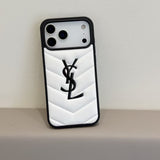 Yves Saint Laurent Quilted Logo Luxury Case for iPhone 13 to 17 Pro Max