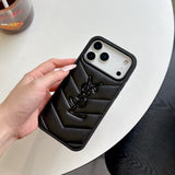 Yves Saint Laurent Quilted Logo Luxury Case for iPhone 13 to 17 Pro Max