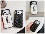 Yves Saint Laurent Quilted Logo Luxury Case for iPhone 13 to 17 Pro Max