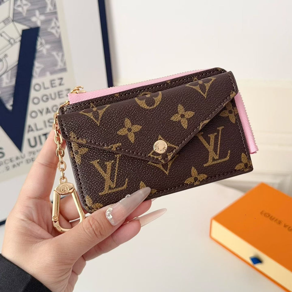 louis vuitton Monogram Wallet Card Holder with Key Clip